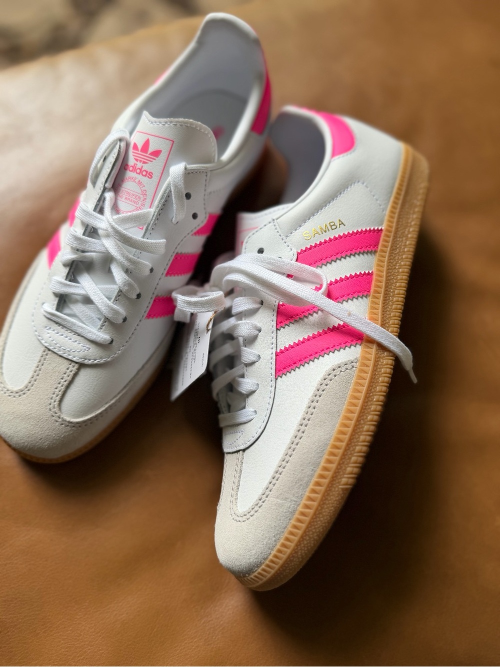 Adidas Samba White & Hot Lucid Pink Sneakers - Picture 2 of 10